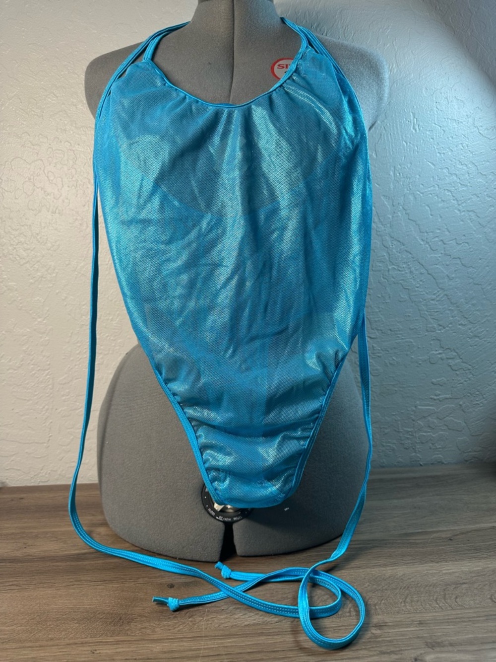 Turquoise Halter Bodysuit with Tie Back